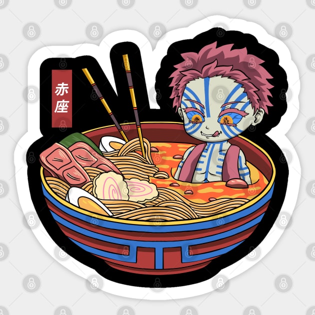 Akaza Ramen - Upper Moon 3 Sticker by Illustrasikuu